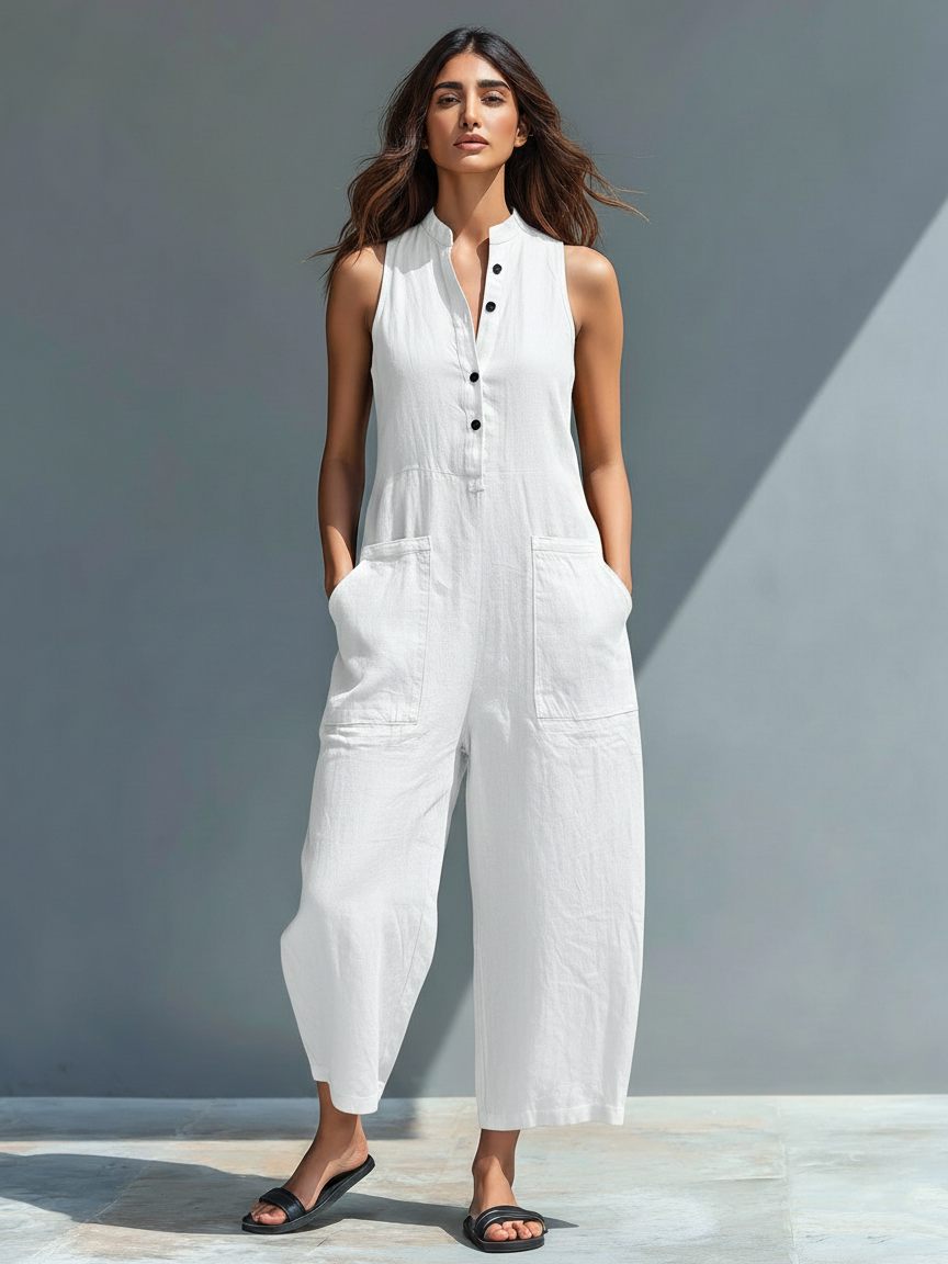 Claudia™ Minimalist linen jumpsuit